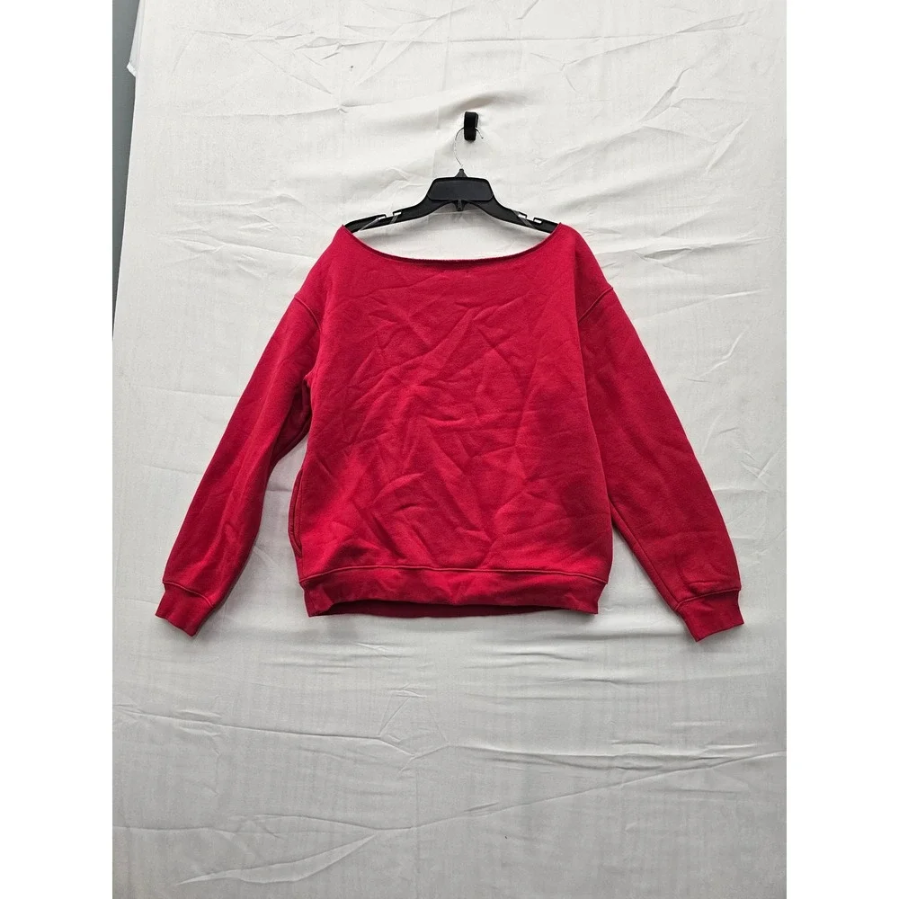 Wild Fable Hard Pass Heart Sweatshirt Riviera Red Boat Neck Pullover Small NEW - Picture 2 of 7